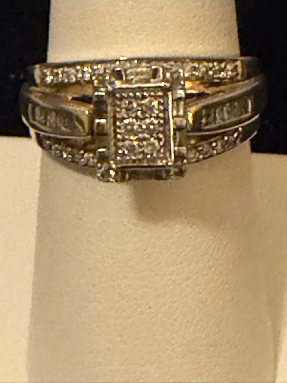 Sterling Silver Multi-Row Diamond Accent Women's Ring - White